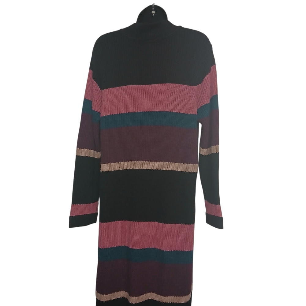 Torrid Black and Pink Striped Long Sleeve Sweater Dress